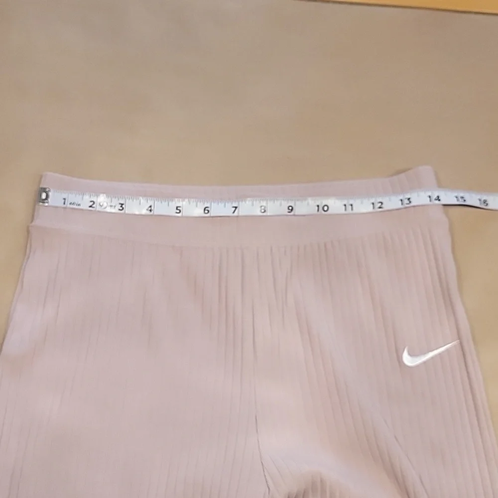 Nike Size M Creamy Beige Chill Knit Mid Rise Ribbed Flare Leg Pants